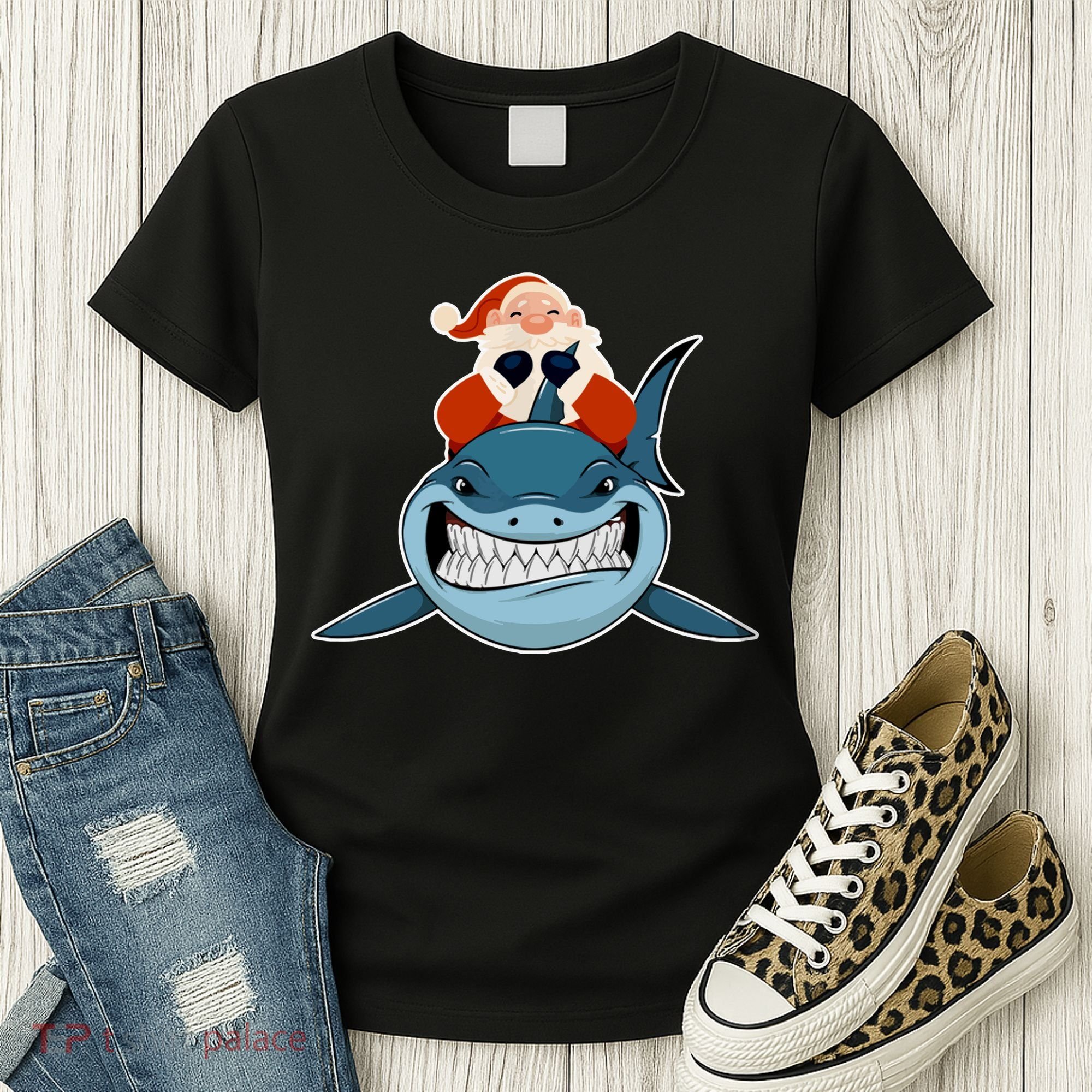 Santa Riding Shark Christmas Shark Women's T-Shirt