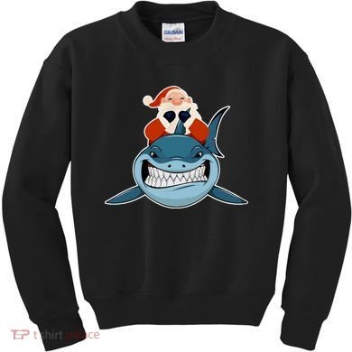 Santa Riding Shark Christmas Shark Kids Sweatshirt
