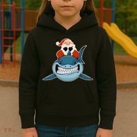Santa Riding Shark Christmas Shark Kids Hoodie thumb 3