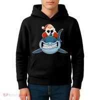 Santa Riding Shark Christmas Shark Kids Hoodie thumb 4
