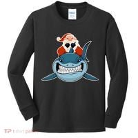 Santa Riding Shark Christmas Shark Kids Long Sleeve Shirt thumb 0