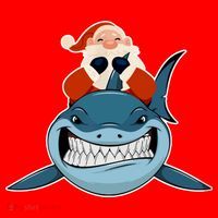 Santa Riding Shark Christmas Shark Santa Hat thumb 1