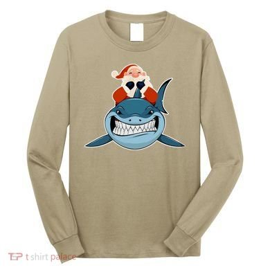 Santa Riding Shark Christmas Shark Long Sleeve Shirt