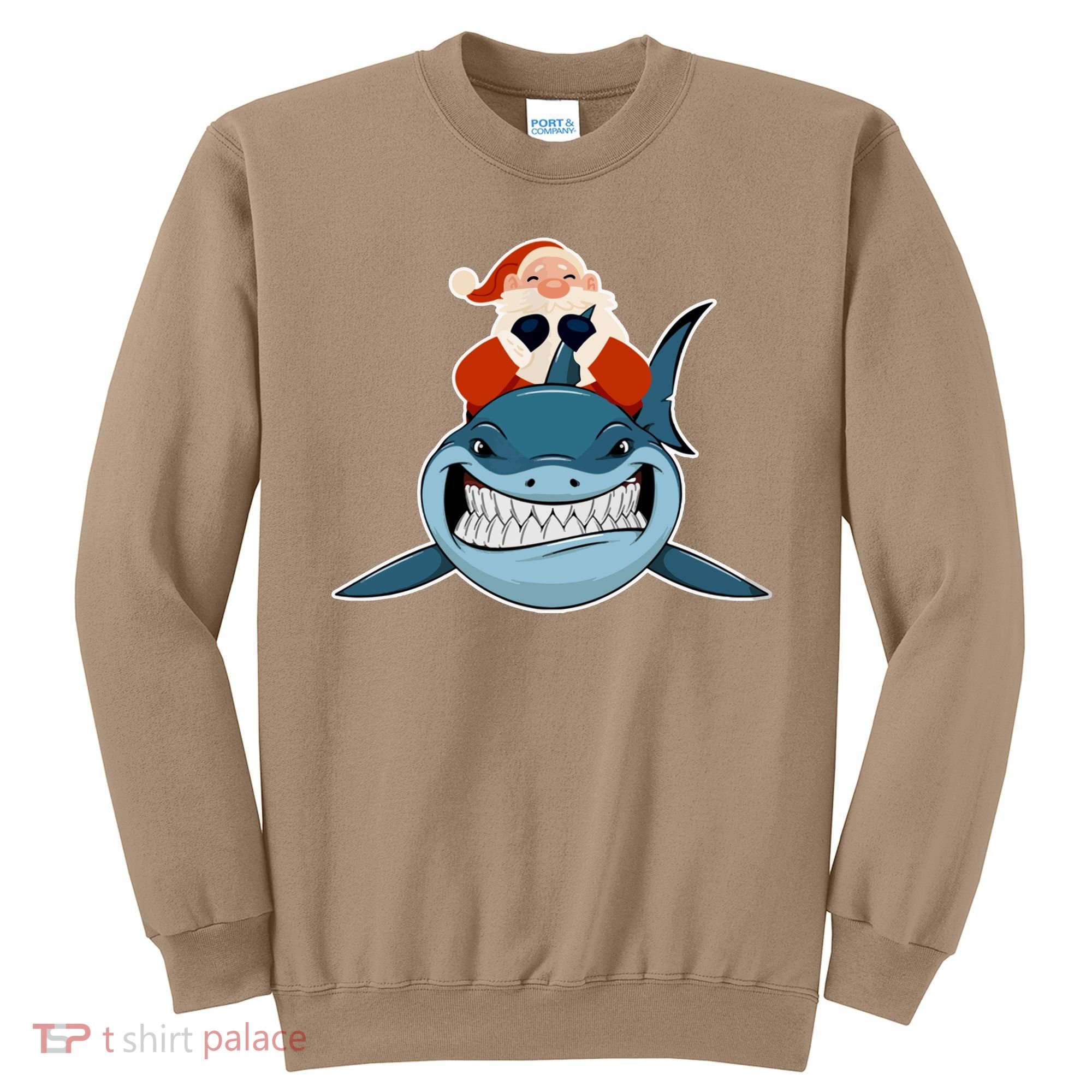 Santa Riding Shark Christmas Shark Sweatshirt