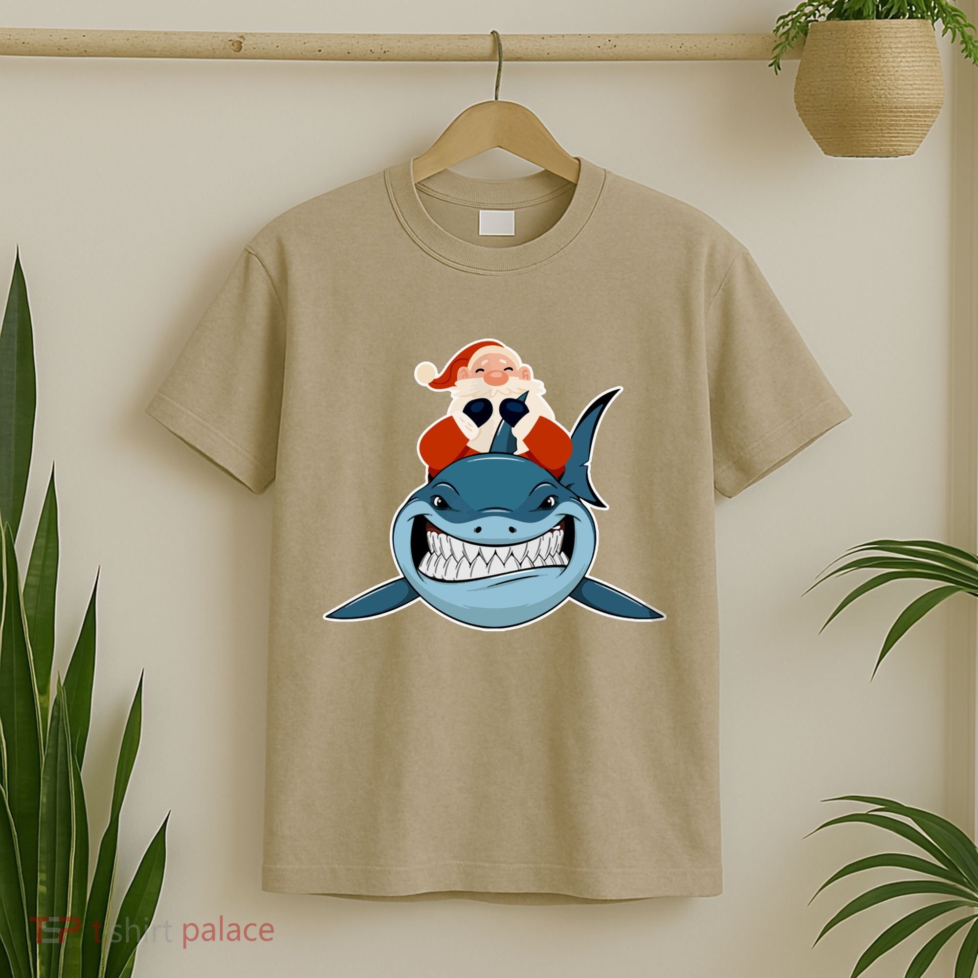 Santa Riding Shark Christmas Shark T-Shirt
