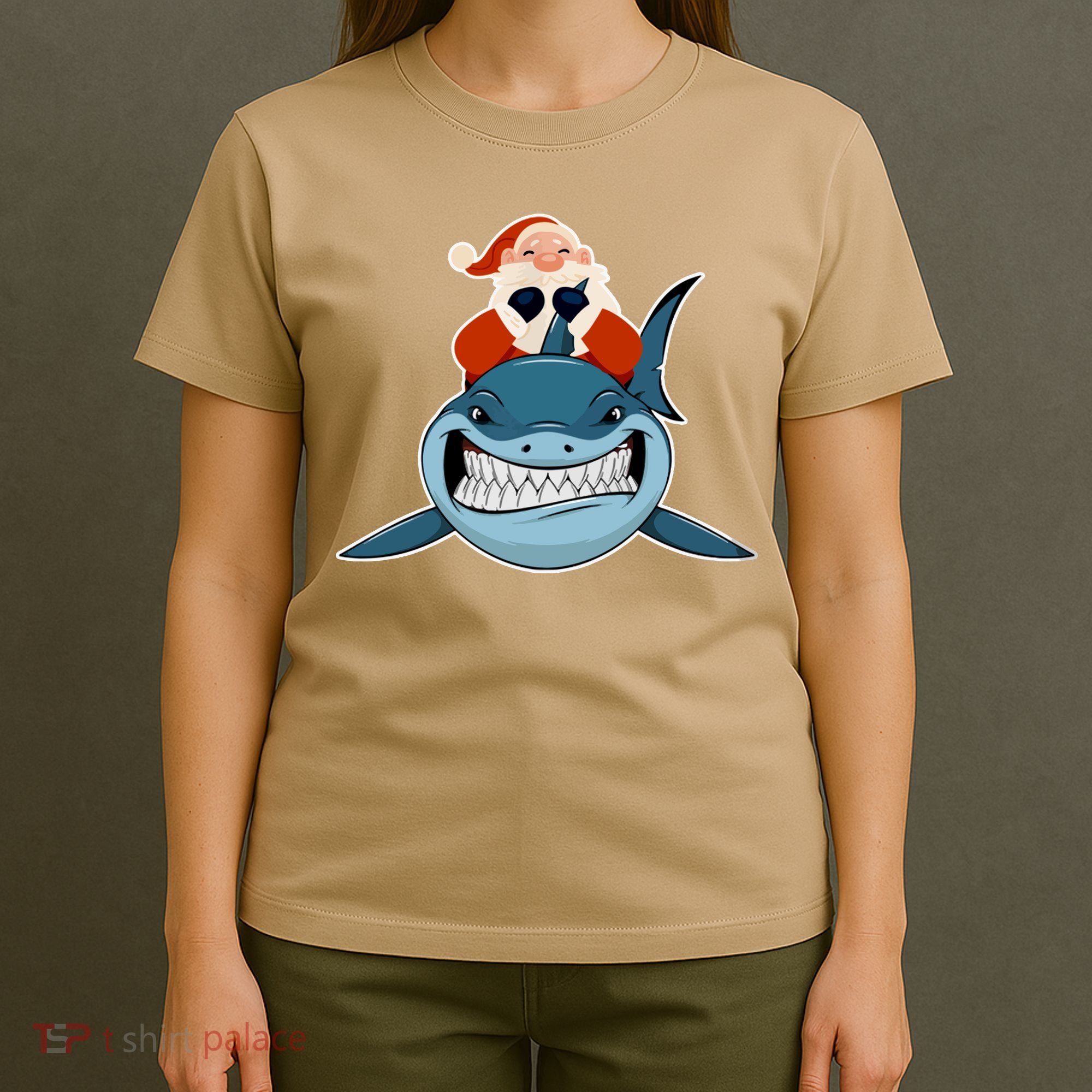 Santa Riding Shark Christmas Shark T-Shirt