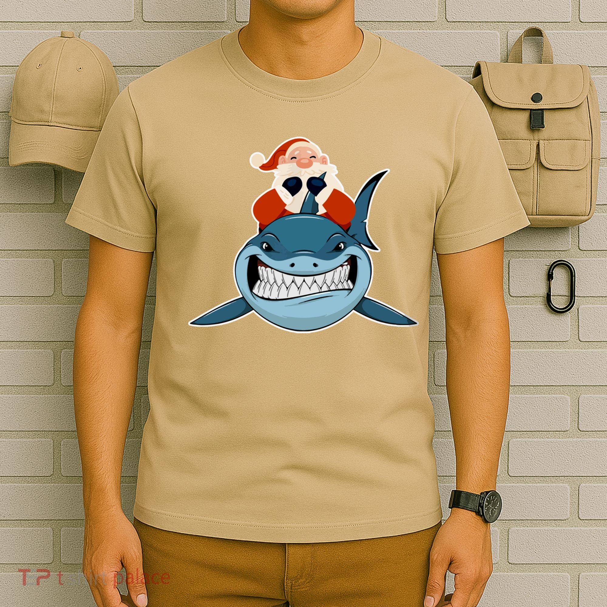 Santa Riding Shark Christmas Shark T-Shirt