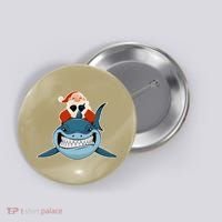 Santa Riding Shark Christmas Shark Button thumb 0