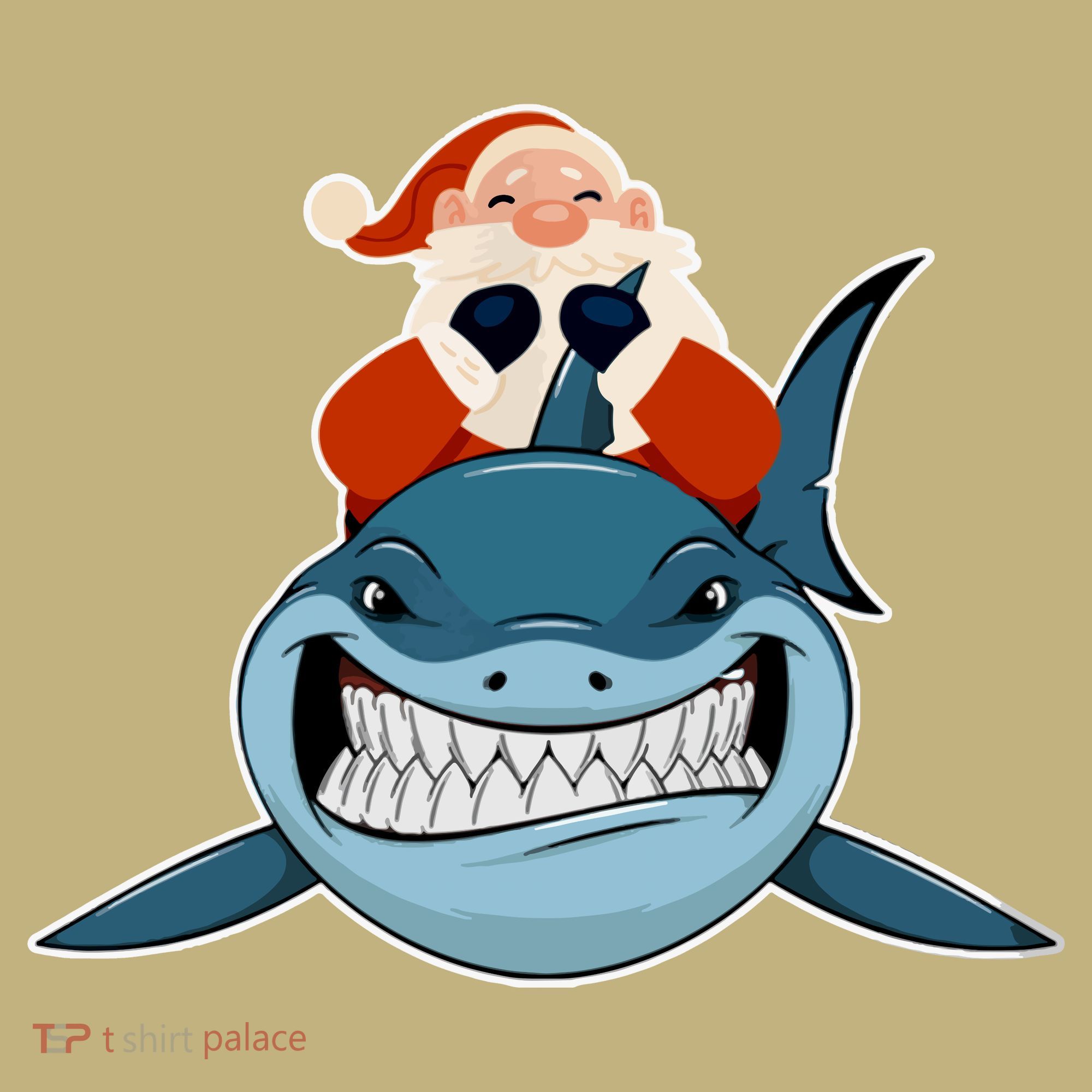 Santa Riding Shark Christmas Shark Kids T-Shirt