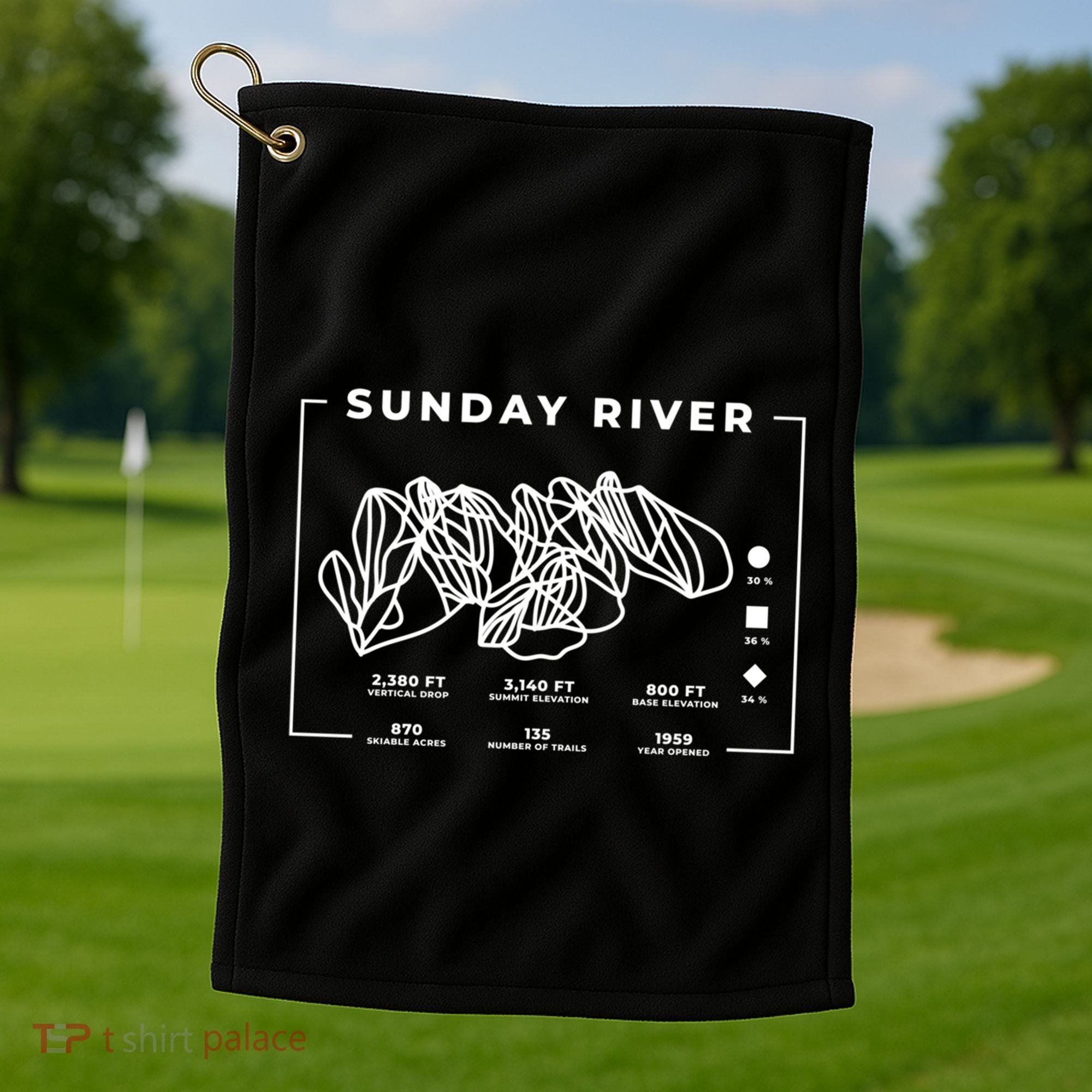Sunday River Ski Trail Snowboard Skiing Maine Skier Cool Gift Golf Towel