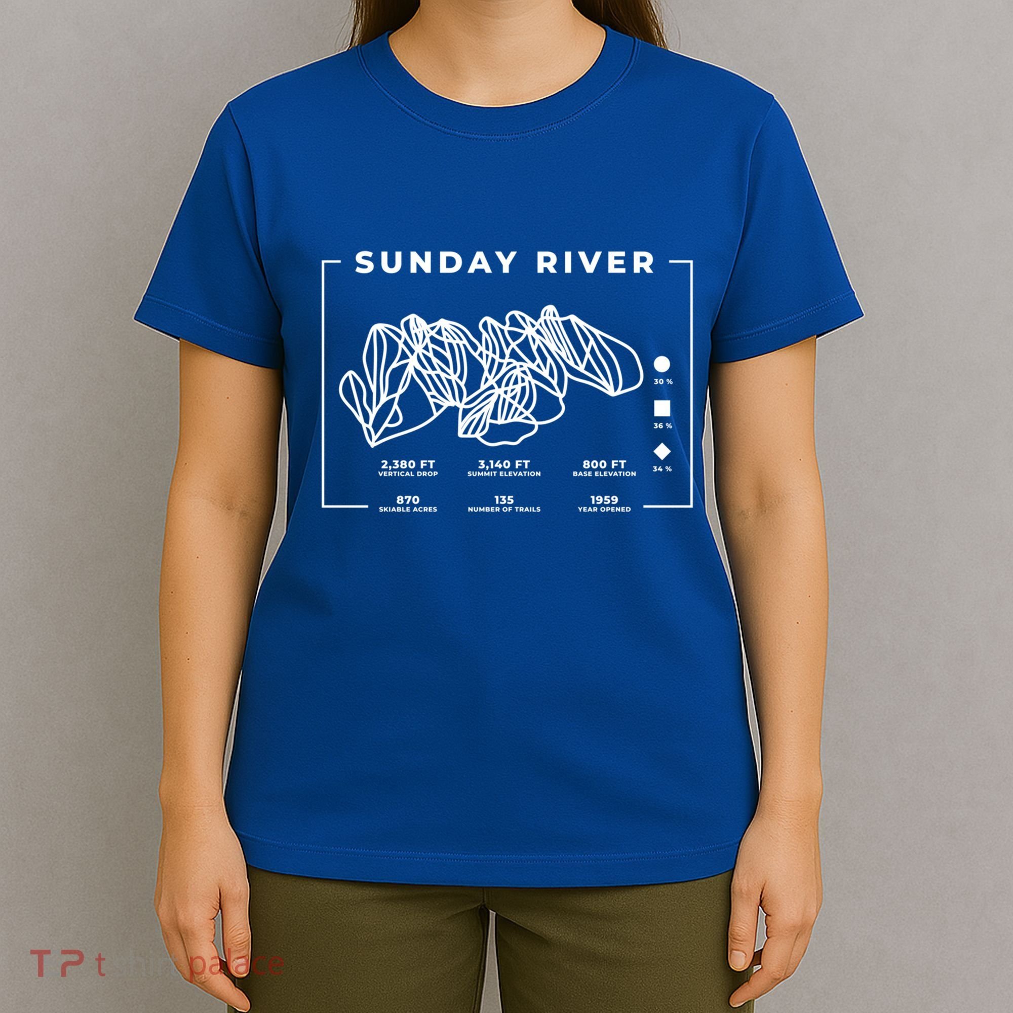 Sunday River Ski Trail Snowboard Skiing Maine Skier Cool Gift T-Shirt