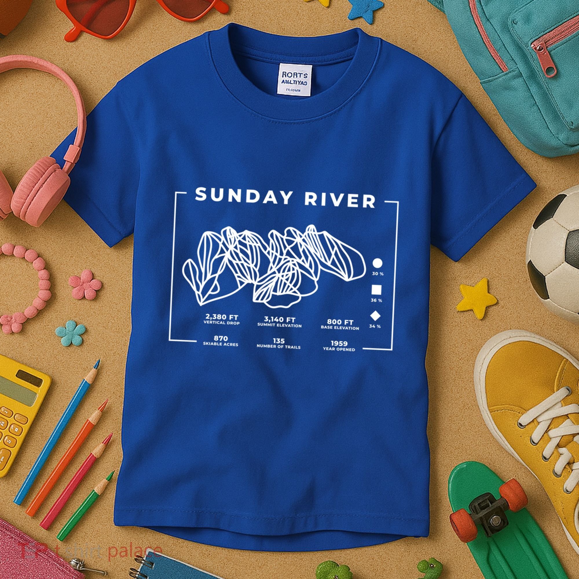 Sunday River Ski Trail Snowboard Skiing Maine Skier Cool Gift Kids T-Shirt