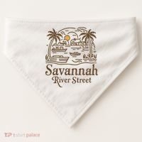 Savannah River Street Georgia Souvenir USA-Made Doggie Bandana thumb 0