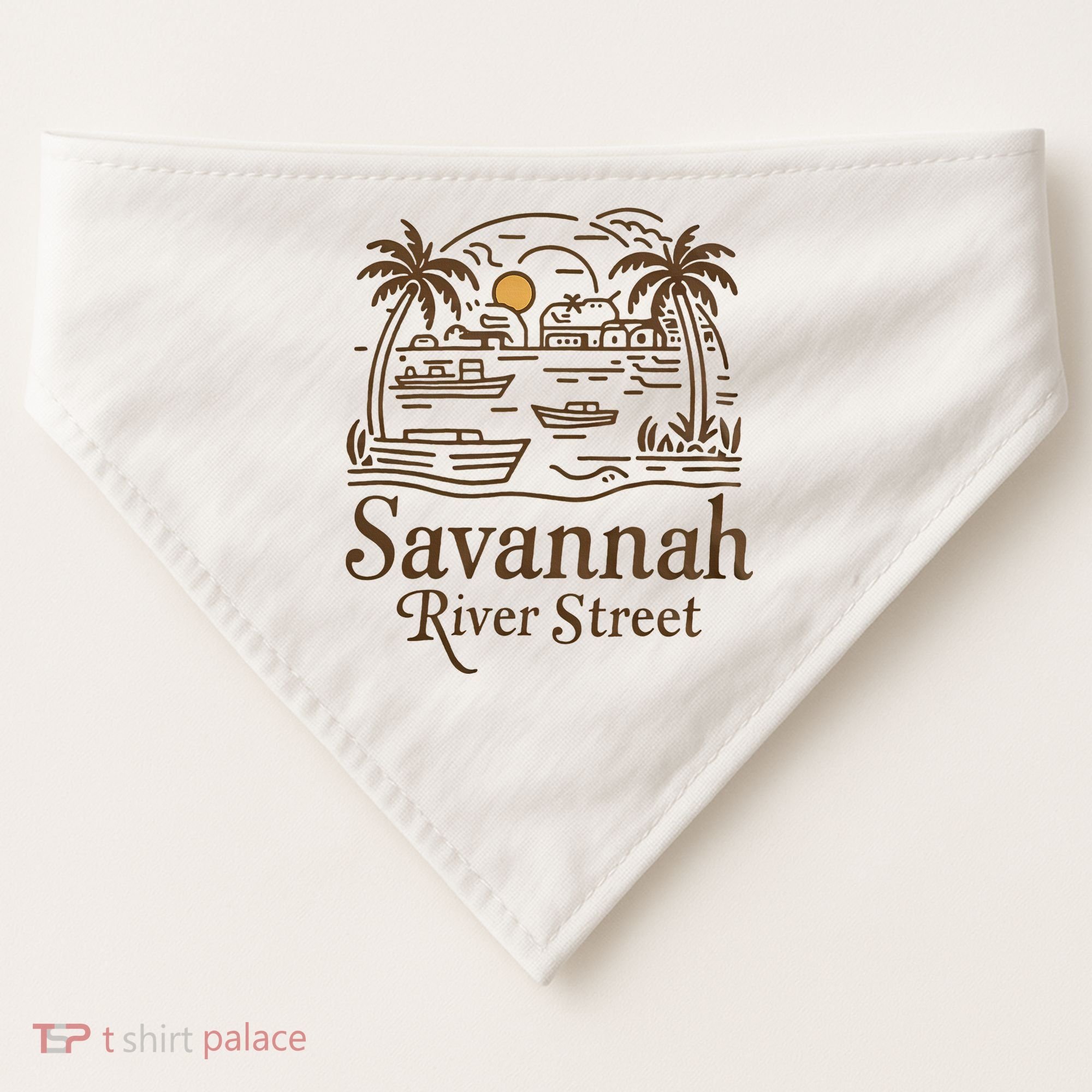 Savannah River Street Georgia Souvenir USA-Made Doggie Bandana