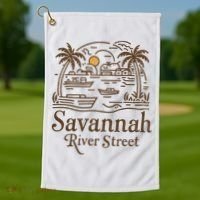Savannah River Street Georgia Souvenir Golf Towel thumb 1