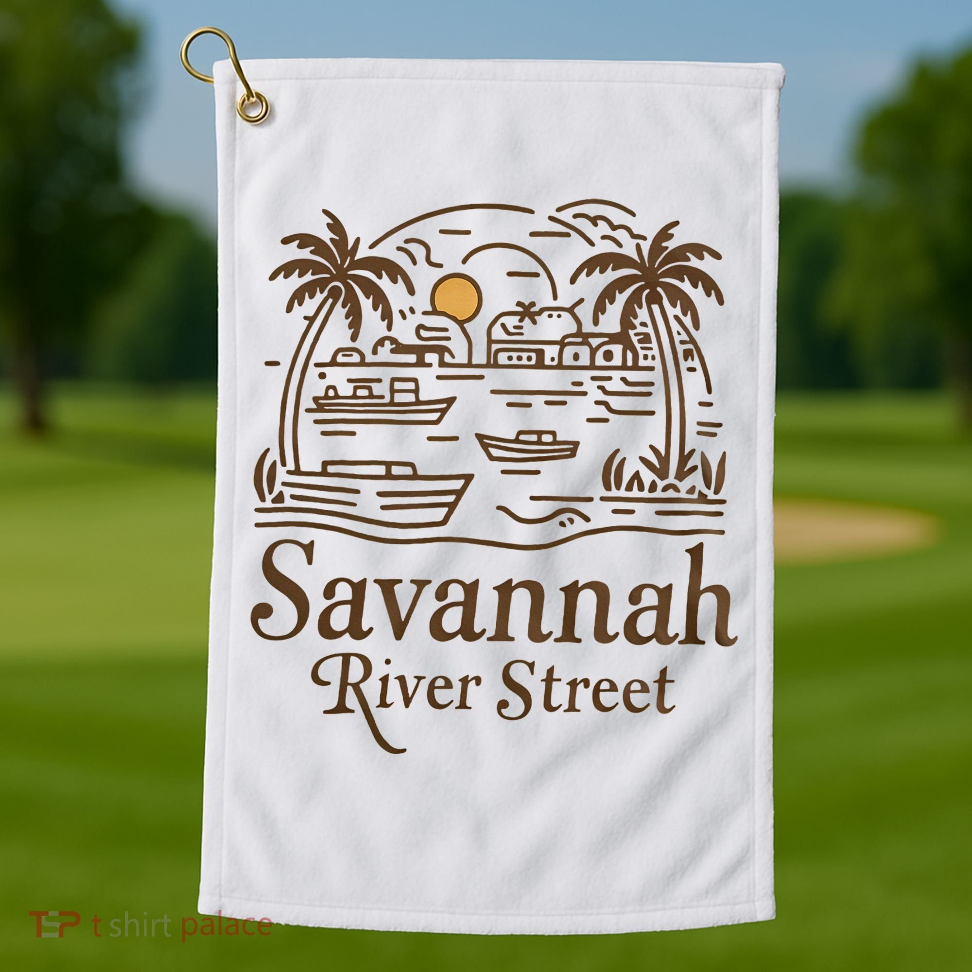 Savannah River Street Georgia Souvenir Golf Towel