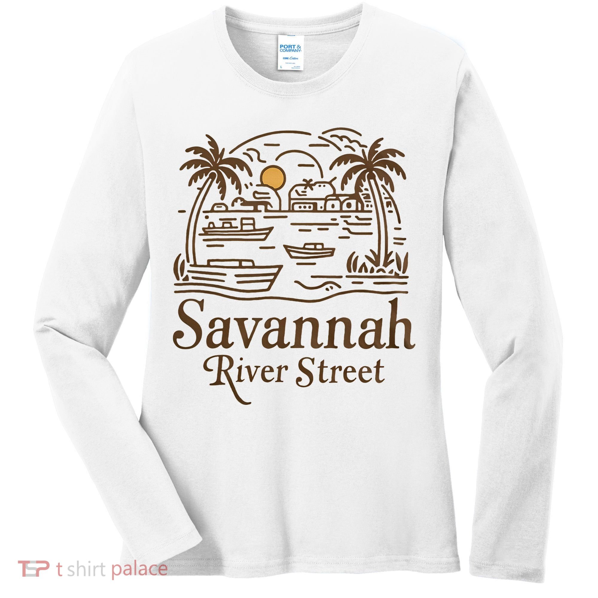 Savannah River Street Georgia Souvenir Women's Long Sleeve Shirt