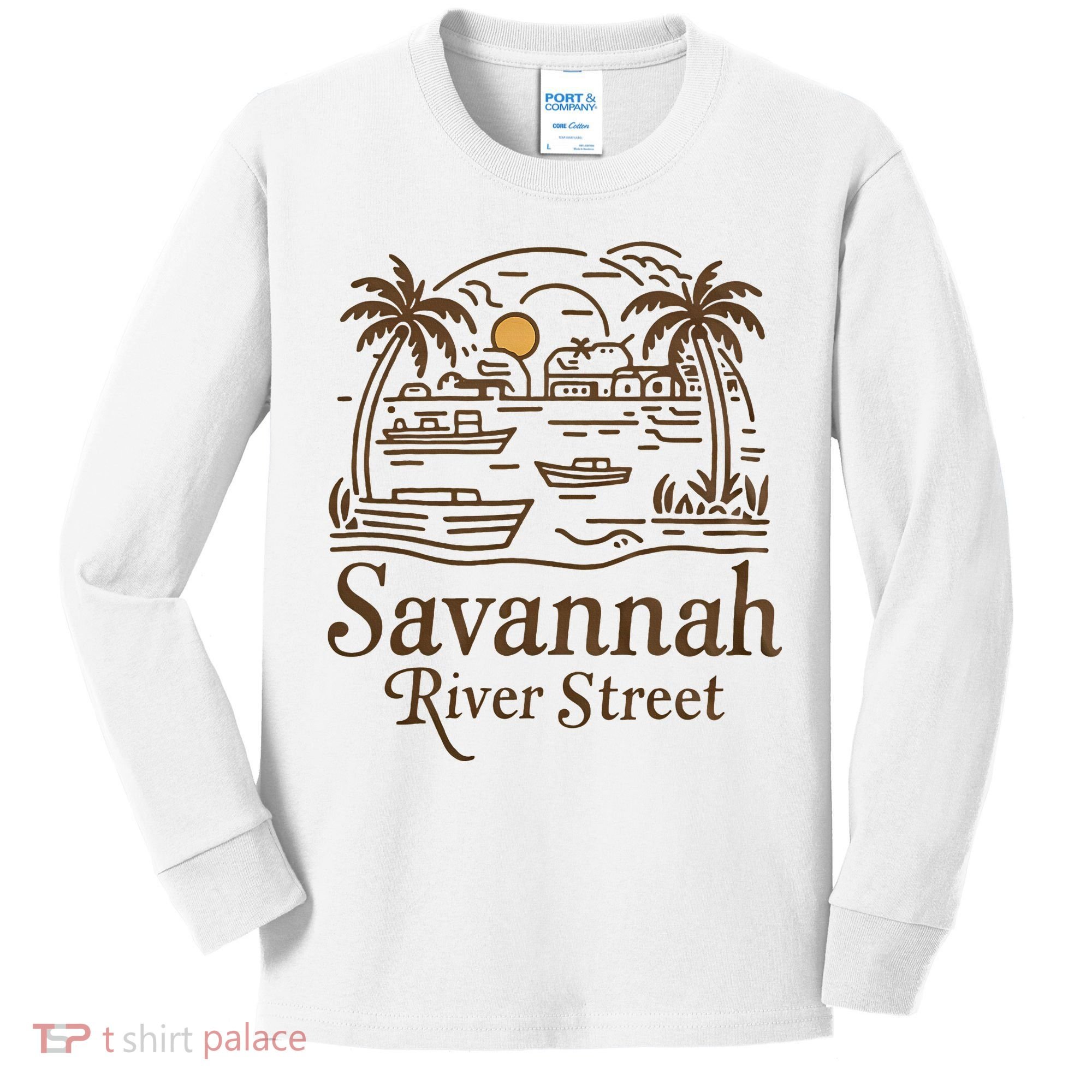 Savannah River Street Georgia Souvenir Kids Long Sleeve Shirt