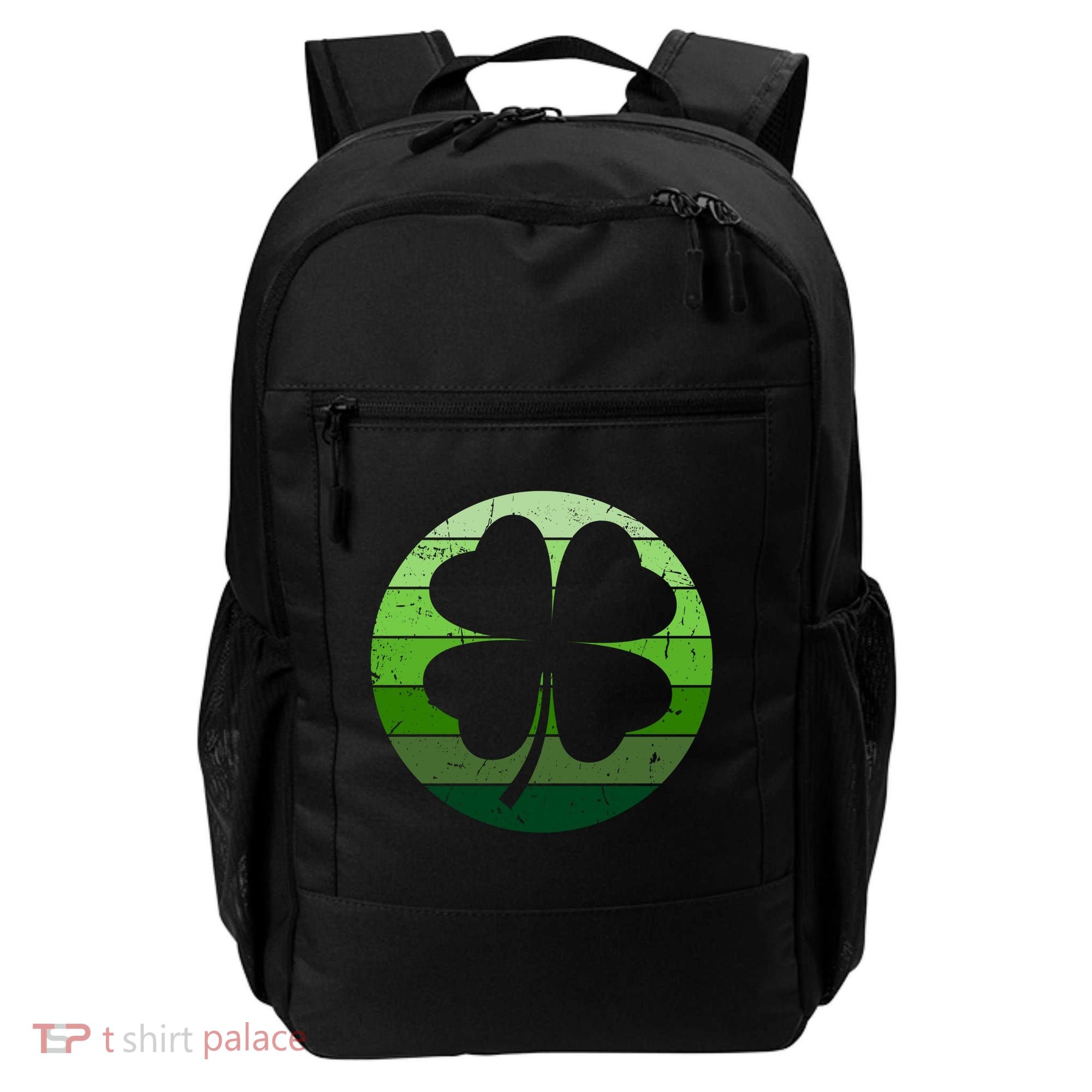 Shamrock Retro Sunset Lucky Leaf Backpack