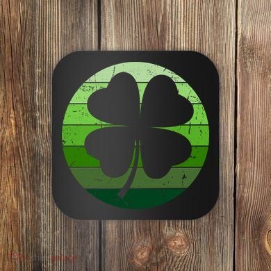 Shamrock Retro Sunset Lucky Leaf Coaster