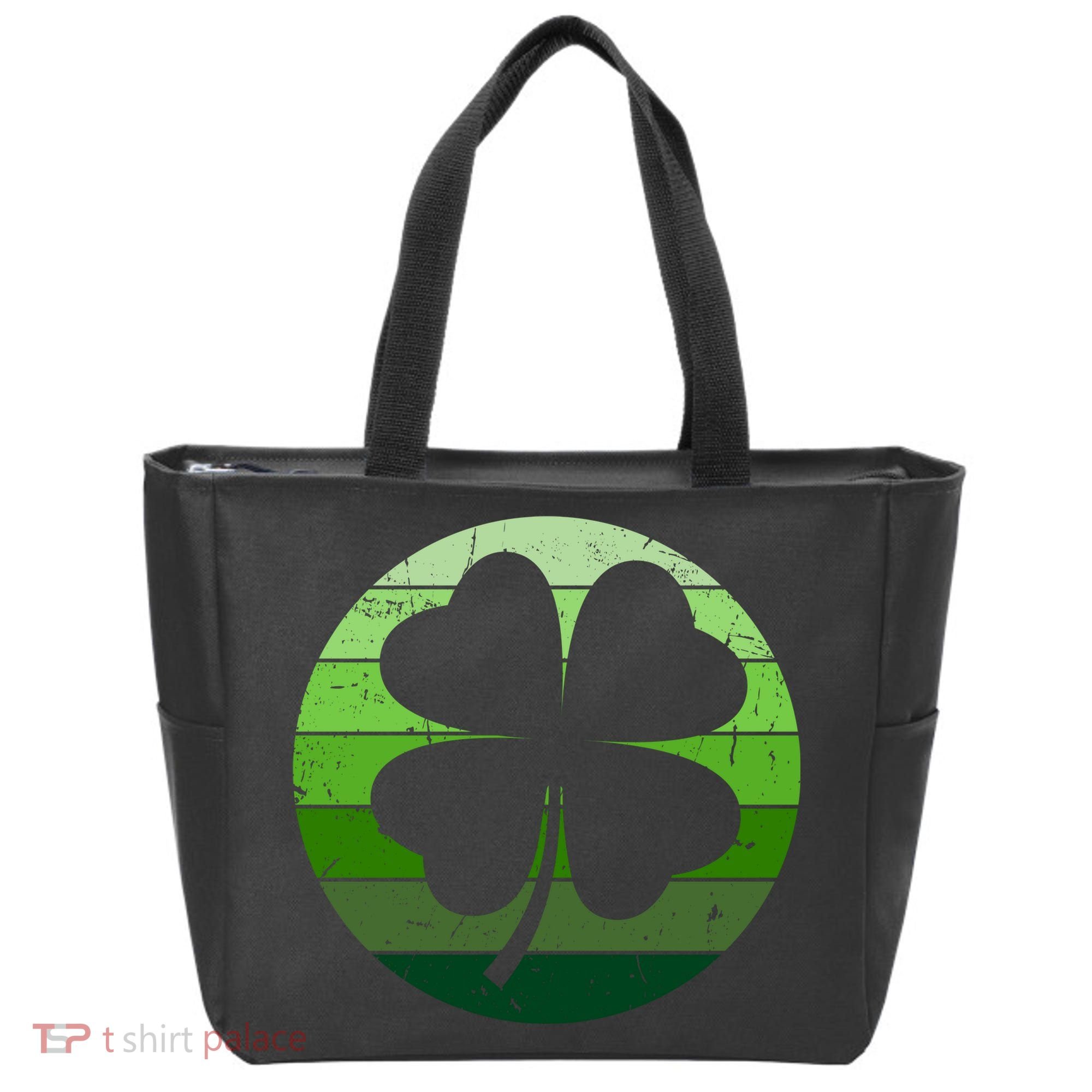 Shamrock Retro Sunset Lucky Leaf Tote Bag