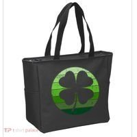 Shamrock Retro Sunset Lucky Leaf Tote Bag thumb 2