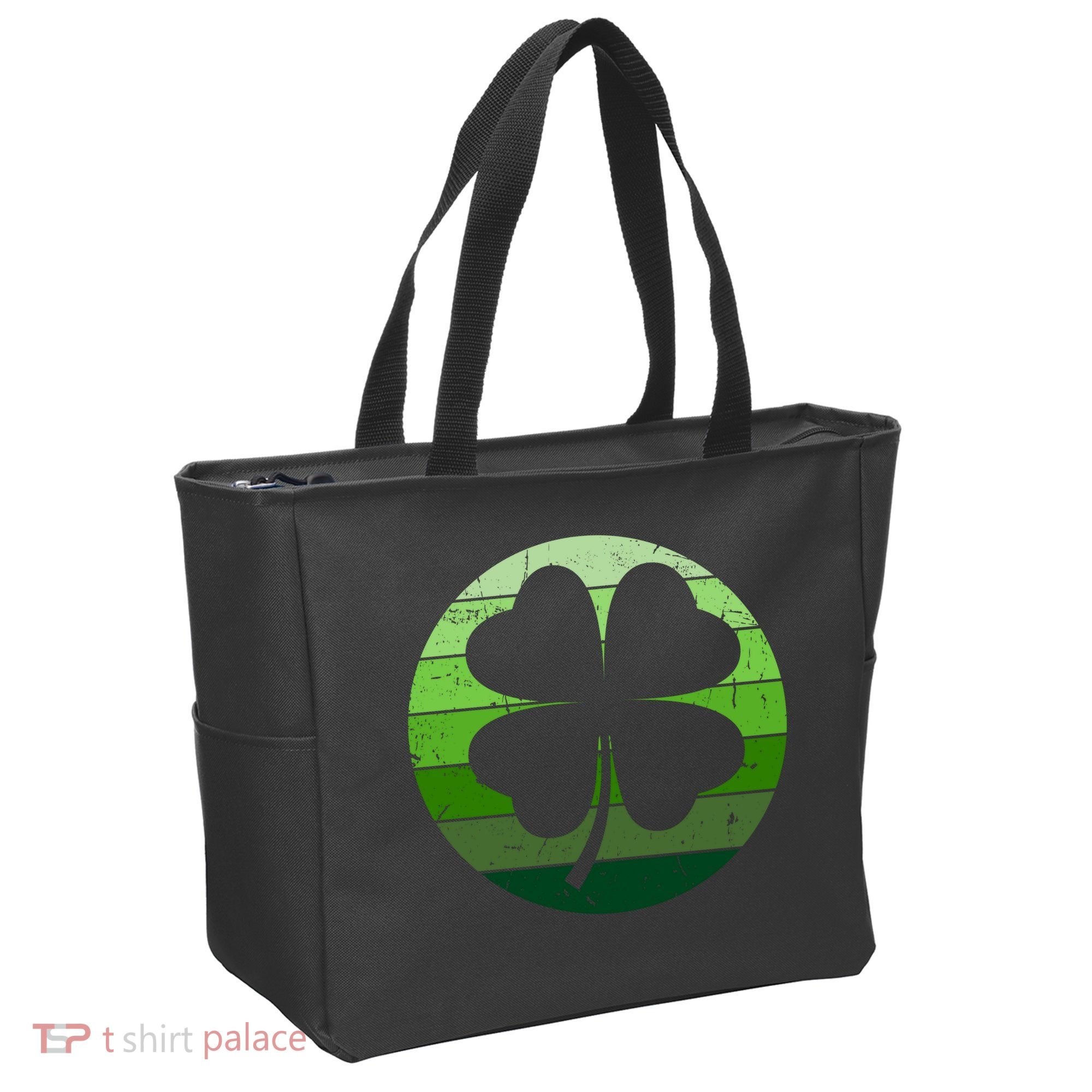 Shamrock Retro Sunset Lucky Leaf Tote Bag