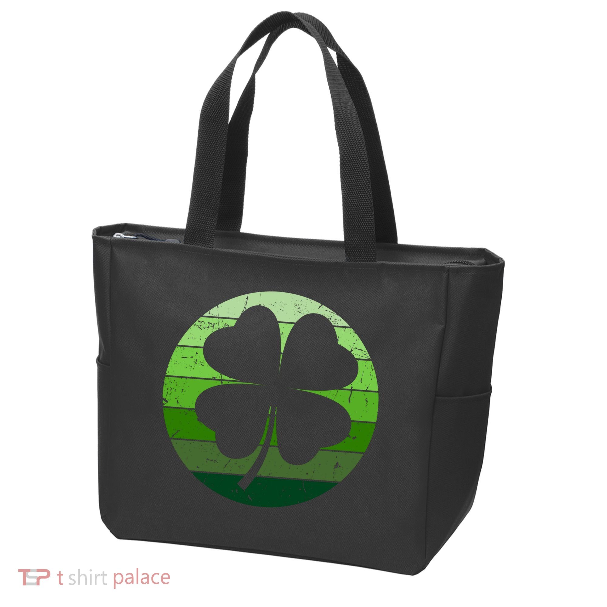 Shamrock Retro Sunset Lucky Leaf Tote Bag