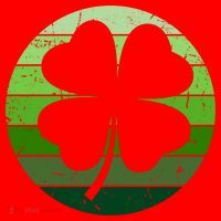 Shamrock Retro Sunset Lucky Leaf Santa Hat thumb 1