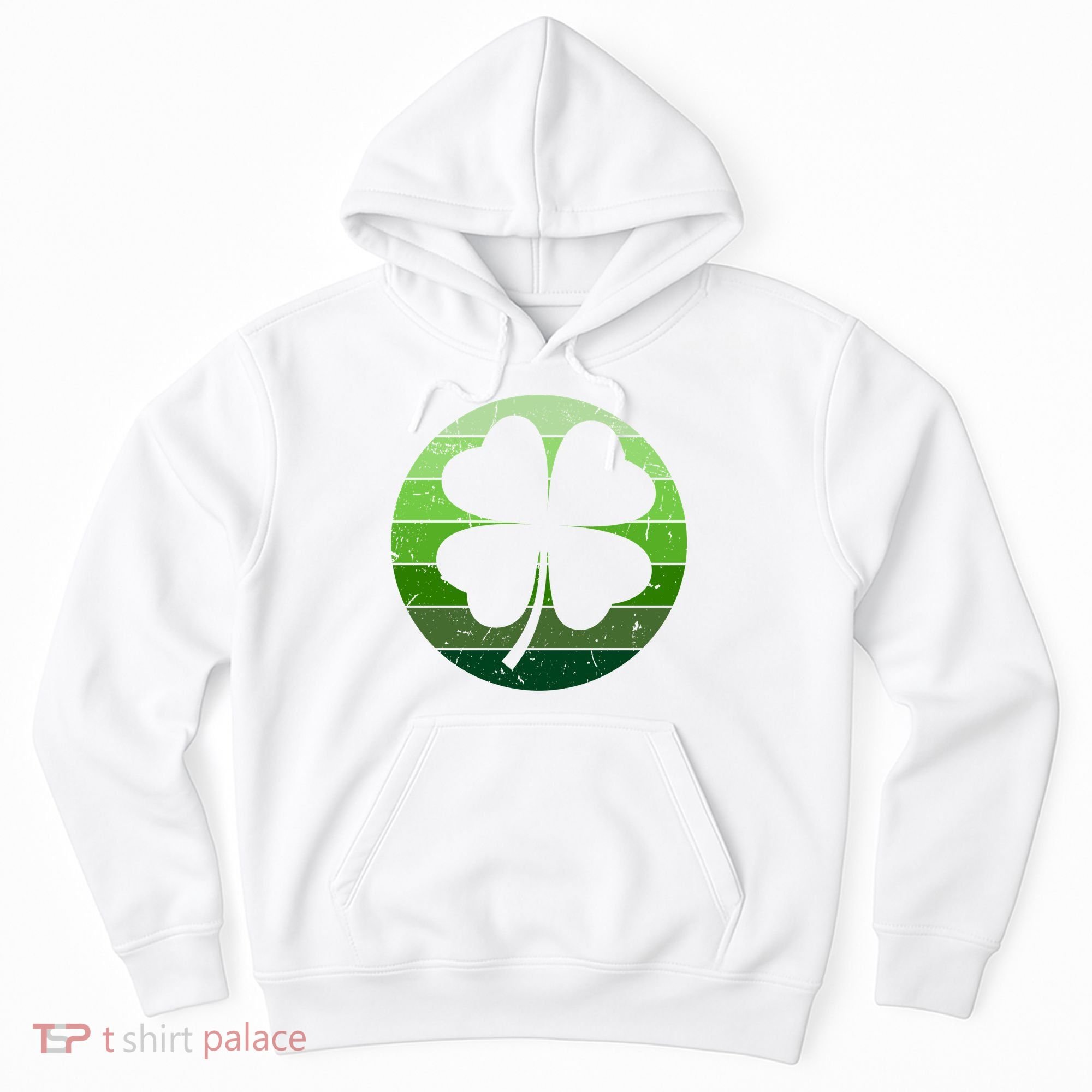 Shamrock Retro Sunset Lucky Leaf Hoodie