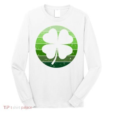 Shamrock Retro Sunset Lucky Leaf Long Sleeve Shirt