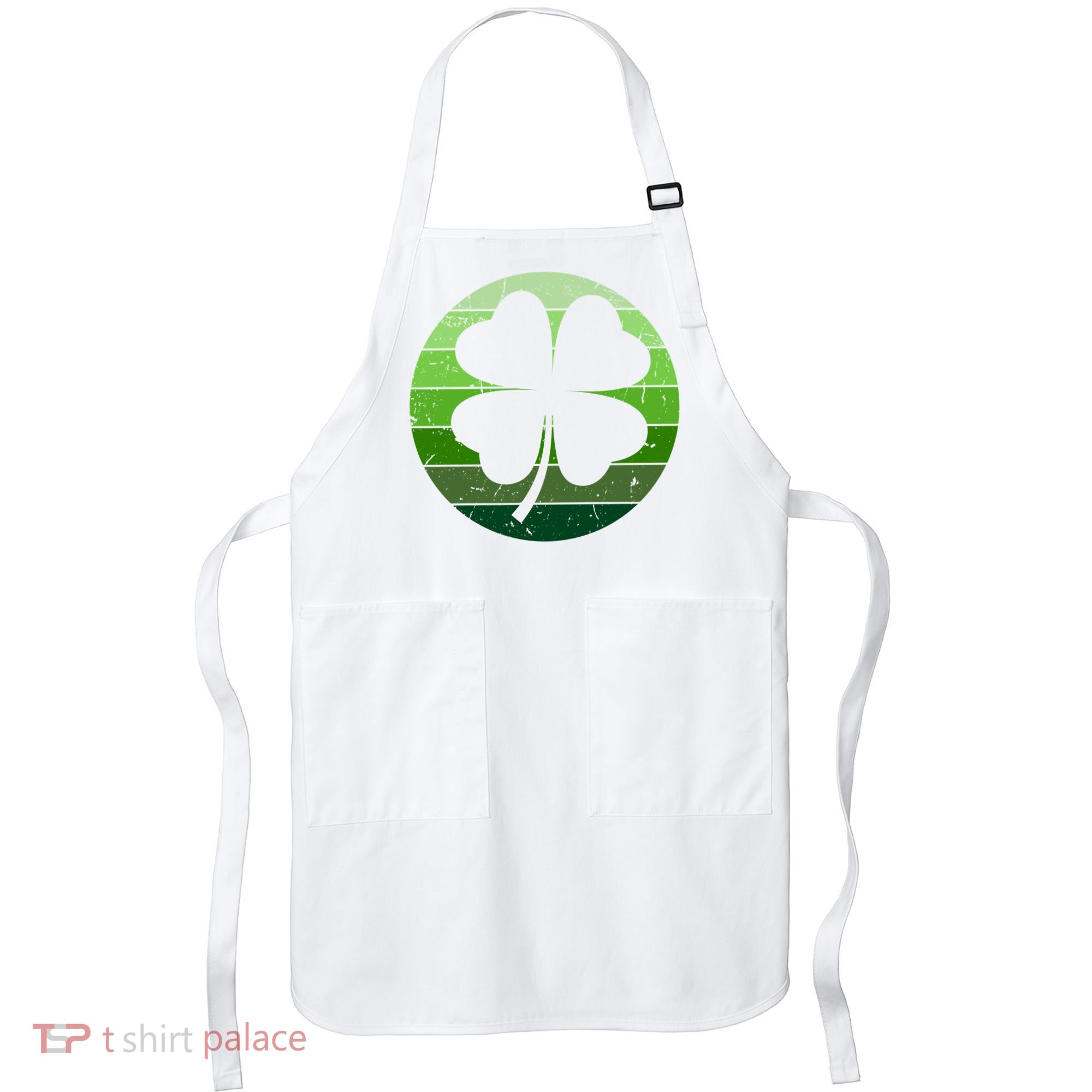 Shamrock Retro Sunset Lucky Leaf Apron