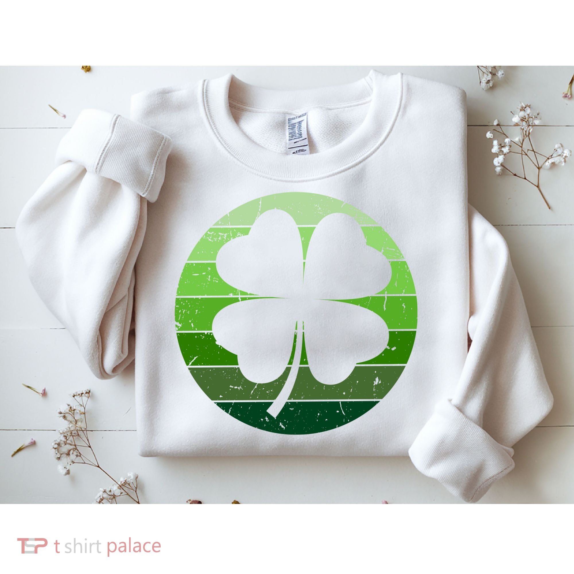Shamrock Retro Sunset Lucky Leaf Sweatshirt