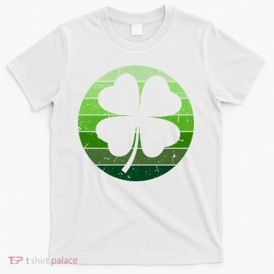 Shamrock Retro Sunset Lucky Leaf T-Shirt