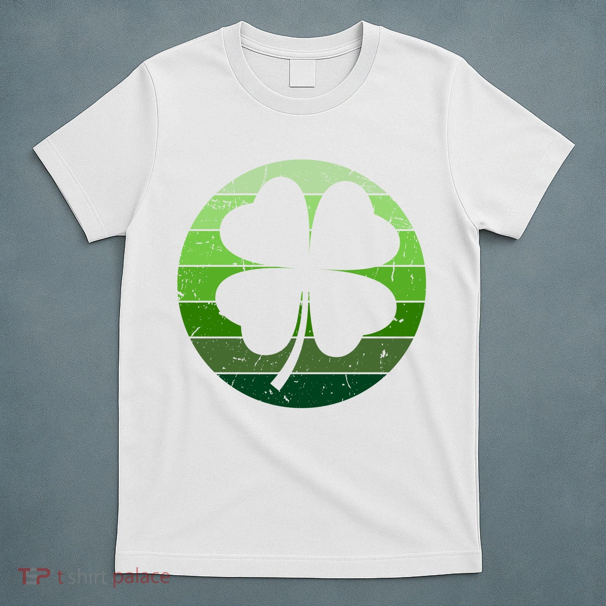 Shamrock Retro Sunset Lucky Leaf T-Shirt