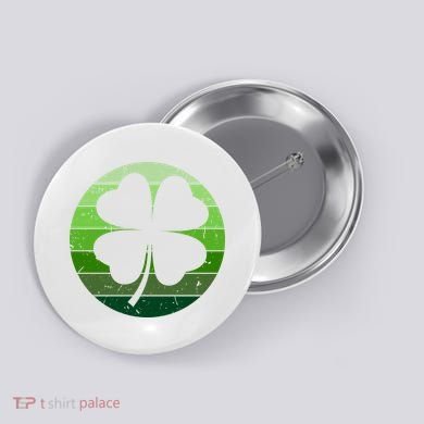 Shamrock Retro Sunset Lucky Leaf Button