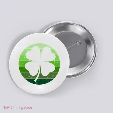 Shamrock Retro Sunset Lucky Leaf Button