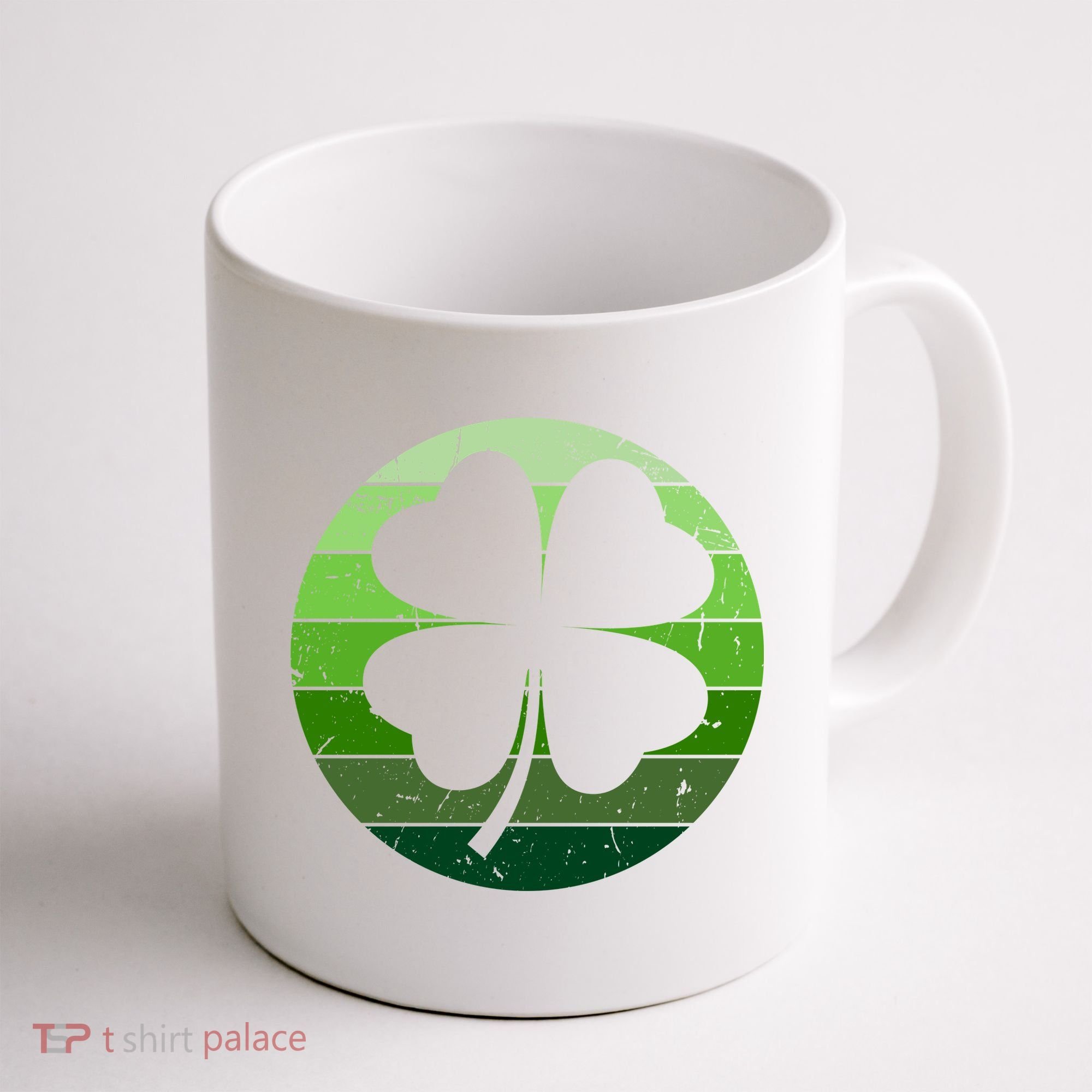 Shamrock Retro Sunset Lucky Leaf Coffee Mug