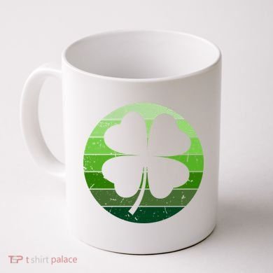 Shamrock Retro Sunset Lucky Leaf Coffee Mug