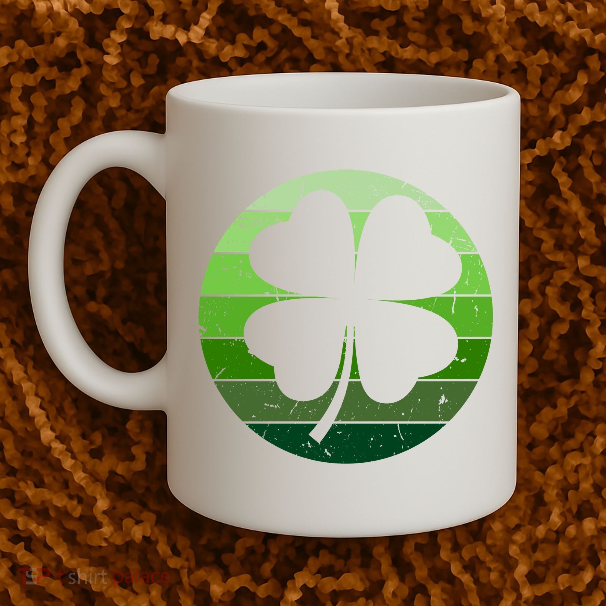 Shamrock Retro Sunset Lucky Leaf Coffee Mug