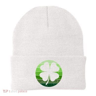 Shamrock Retro Sunset Lucky Leaf Beanie