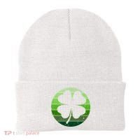 Shamrock Retro Sunset Lucky Leaf Beanie thumb 0