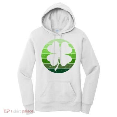 Shamrock Retro Sunset Lucky Leaf Women's Hoodie