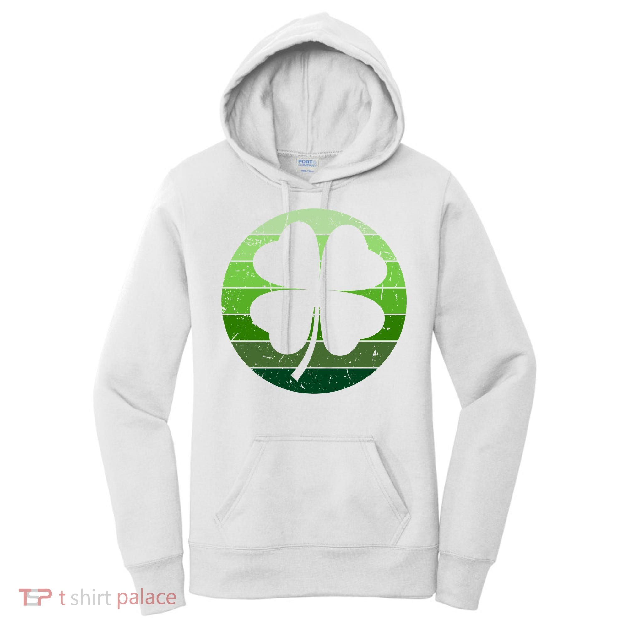 Shamrock Retro Sunset Lucky Leaf Women's Hoodie