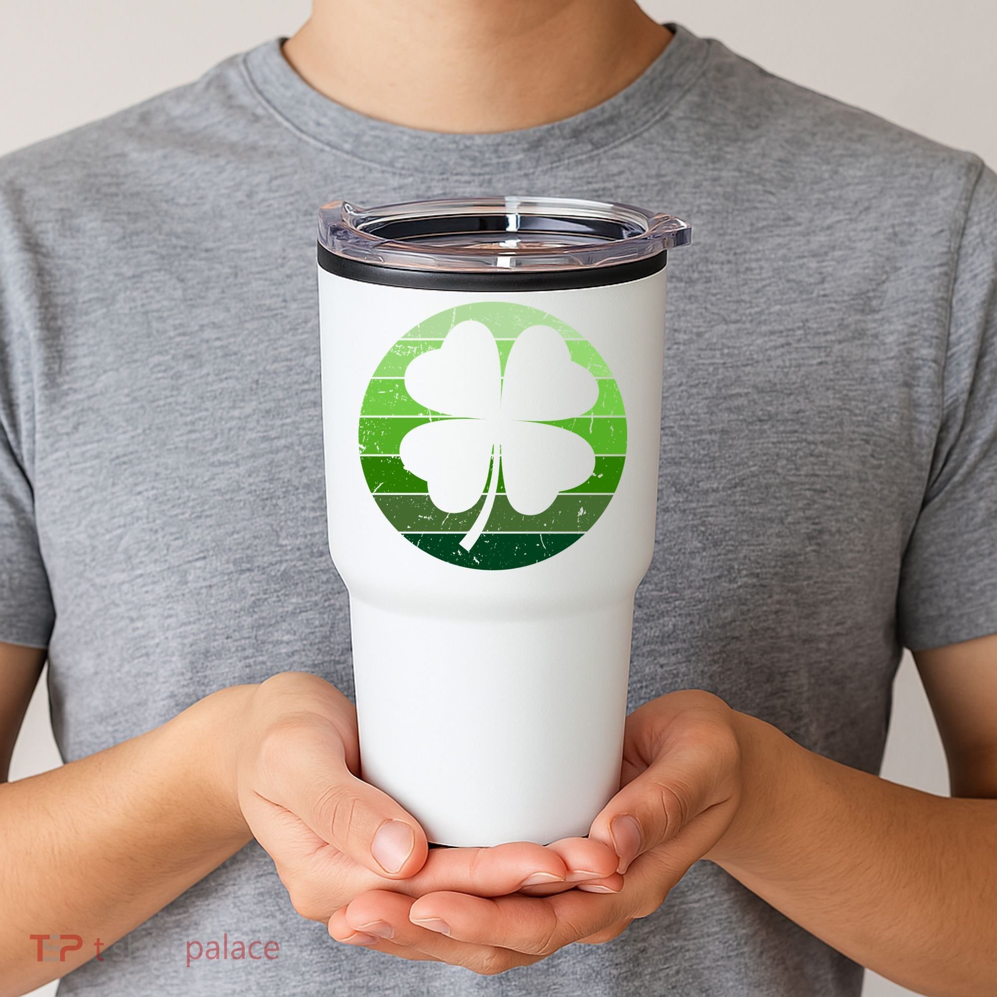 Shamrock Retro Sunset Lucky Leaf Tumbler