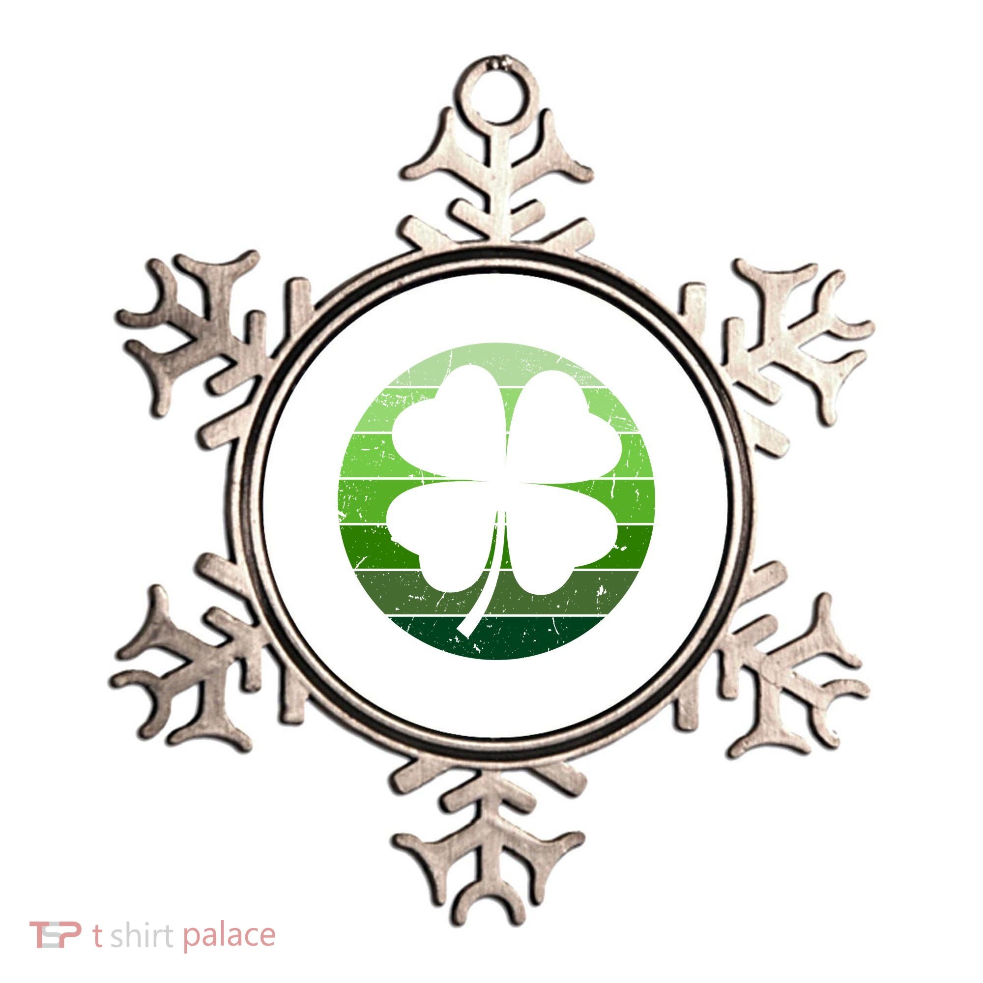 Shamrock Retro Sunset Lucky Leaf Ornament