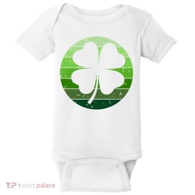 Shamrock Retro Sunset Lucky Leaf Baby Bodysuit