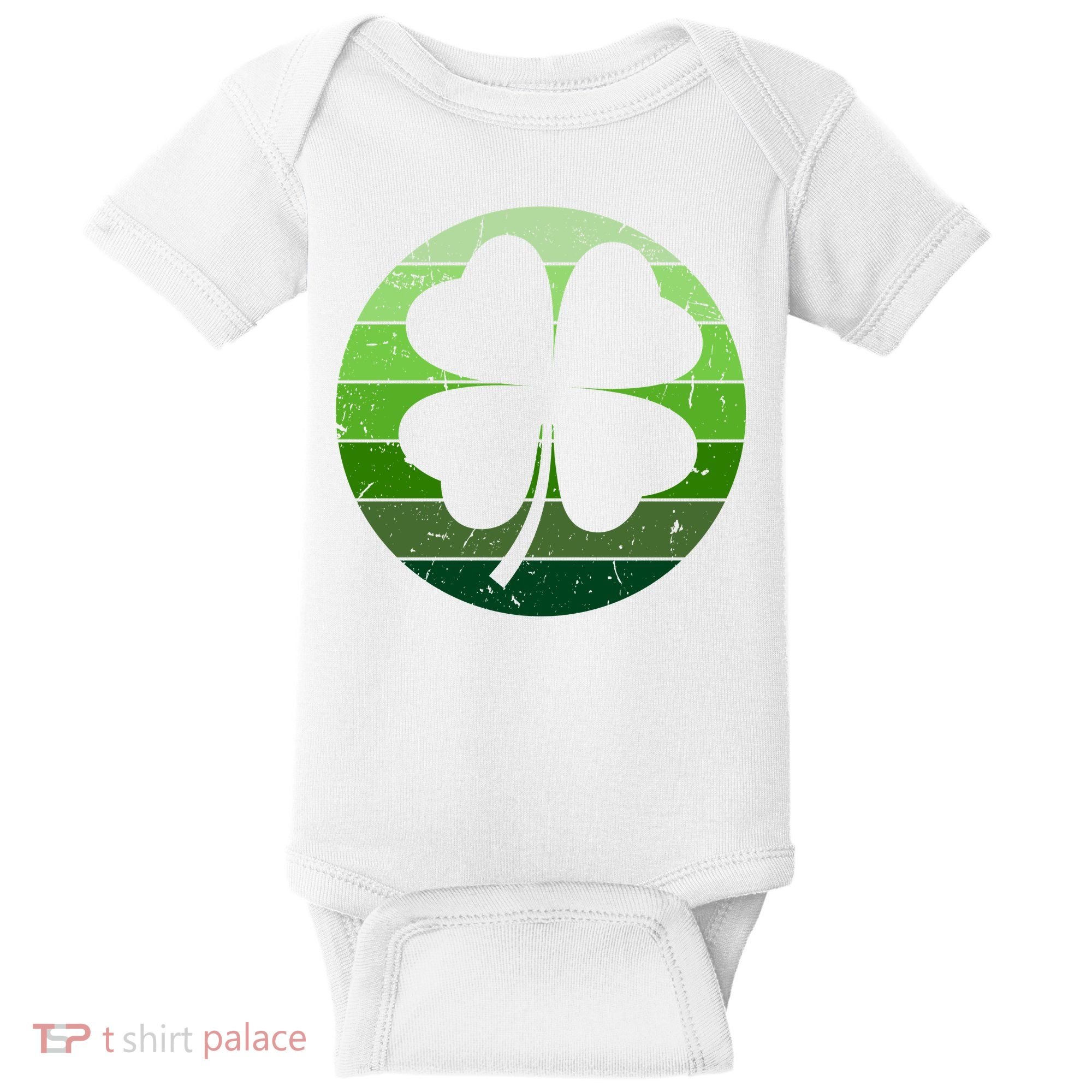 Shamrock Retro Sunset Lucky Leaf Baby Bodysuit