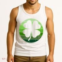 Shamrock Retro Sunset Lucky Leaf Tank Top thumb 3