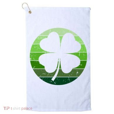 Shamrock Retro Sunset Lucky Leaf Golf Towel